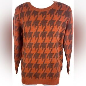 Denim & Co. Long-Sleeve Women’s Large Crew Neck Fall Orange Rust Polyester Blend